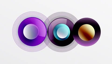 Abstract composition of overlapping circles with smooth gradients and transpa Stock Illustration