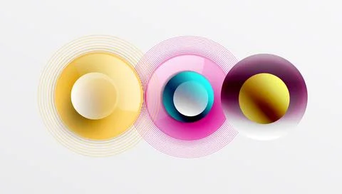 Abstract composition of overlapping circles with smooth gradients and transpa イラスト素材
