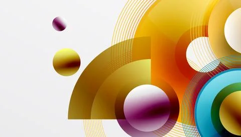 Abstract composition of overlapping circles with smooth gradients and transpa イラスト素材