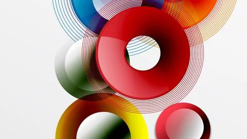 Abstract composition of overlapping circles with smooth gradients and transpa イラスト素材
