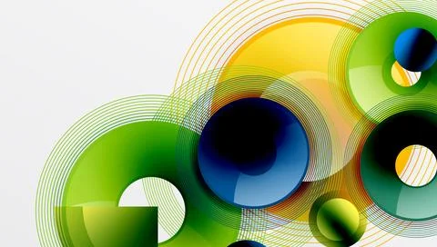 Abstract composition of overlapping circles with smooth gradients and transpa イラスト素材