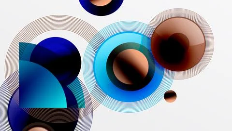 Abstract composition of overlapping circles with smooth gradients and transpa Illustrazione stock