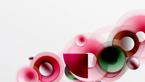 Abstract composition of overlapping circles with smooth gradients and transpa Illustrazione stock