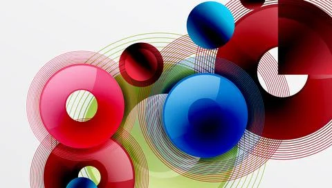 Abstract composition of overlapping circles with smooth gradients and transpa イラスト素材