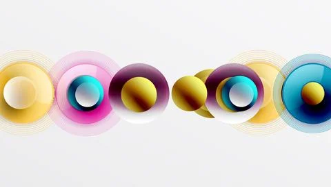 Abstract composition of overlapping circles with smooth gradients and イラスト素材