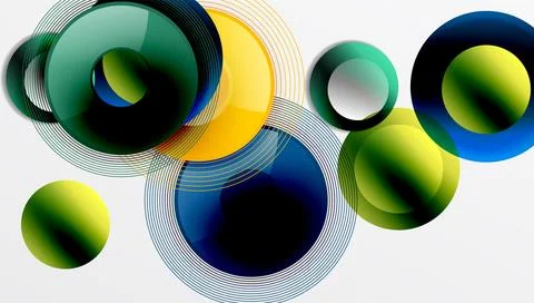 Abstract composition of overlapping circles with smooth gradients and イラスト素材