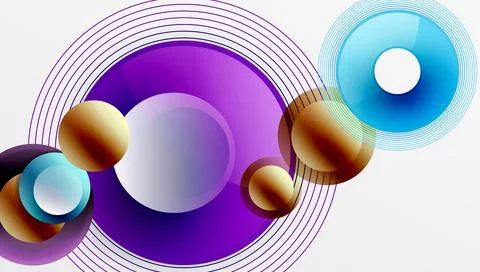 Abstract composition of overlapping circles with smooth gradients and イラスト素材