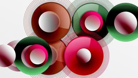 Abstract composition of overlapping circles with smooth gradients and イラスト素材