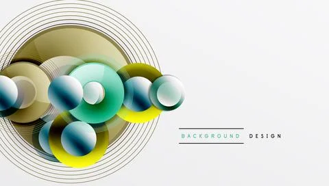 Abstract composition of overlapping circles with smooth gradients and Stock Illustration