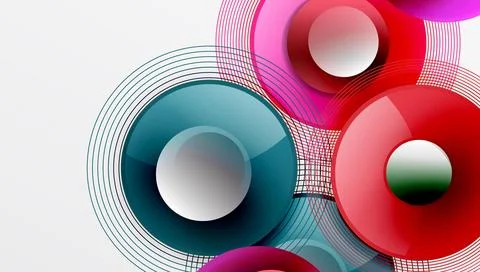 Abstract composition of overlapping circles with smooth gradients and イラスト素材