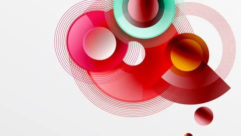 Abstract composition of overlapping circles with smooth gradients and Stock Illustration