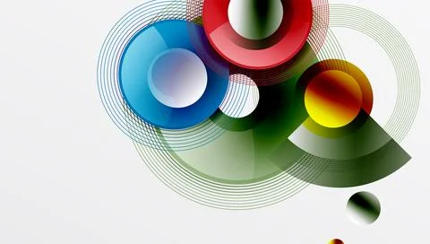 Abstract composition of overlapping circles with smooth gradients and イラスト素材