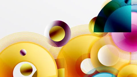 Abstract composition of overlapping circles with smooth gradients and イラスト素材