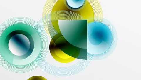 Abstract composition of overlapping circles with smooth gradients and Illustrazione stock