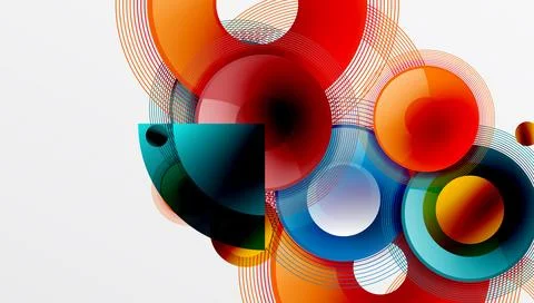 Abstract composition of overlapping circles with smooth gradients and Stock Illustration
