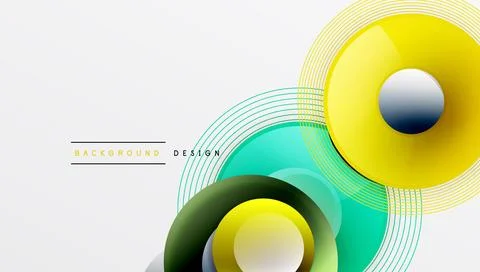 Abstract composition of overlapping circles with smooth gradients and Illustrazione stock