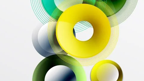 Abstract composition of overlapping circles with smooth gradients and Stock Illustration