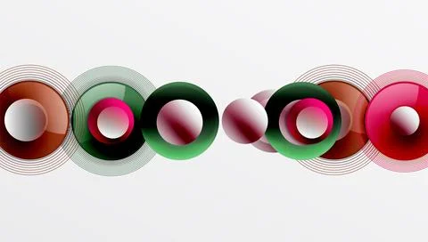 Abstract composition of overlapping circles with smooth gradients and transpa イラスト素材