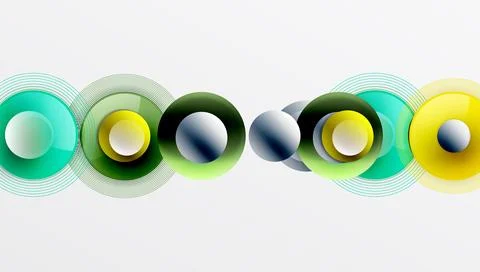 Abstract composition of overlapping circles with smooth gradients and transpa イラスト素材