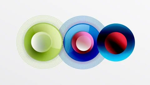 Abstract composition of overlapping circles with smooth gradients and transpa イラスト素材