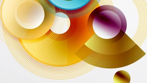 Abstract composition of overlapping circles with smooth gradients and transpa イラスト素材