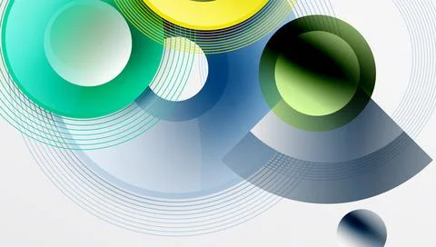 Abstract composition of overlapping circles with smooth gradients and transpa イラスト素材