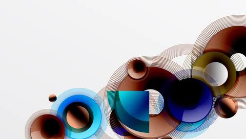 Abstract composition of overlapping circles with smooth gradients and transpa イラスト素材