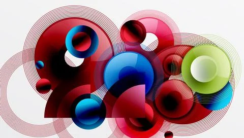 Abstract composition of overlapping circles with smooth gradients and transpa イラスト素材
