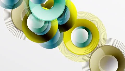 Abstract composition of overlapping circles with smooth gradients and transpa イラスト素材