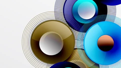 Abstract composition of overlapping circles with smooth gradients and transpa イラスト素材
