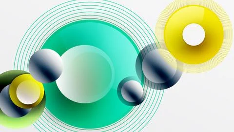 Abstract composition of overlapping circles with smooth gradients and Stock Illustration