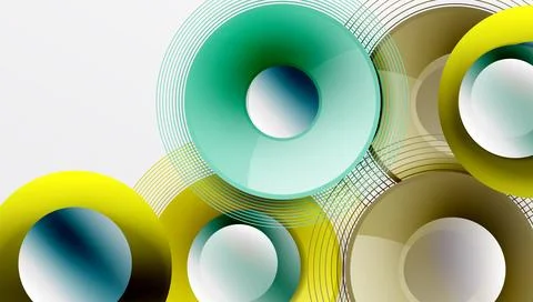 Abstract composition of overlapping circles with smooth gradients and Illustrazione stock
