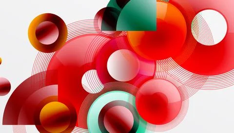 Abstract composition of overlapping circles with smooth gradients and イラスト素材