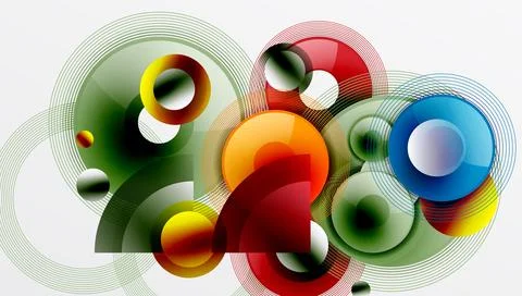 Abstract composition of overlapping circles with smooth gradients and イラスト素材