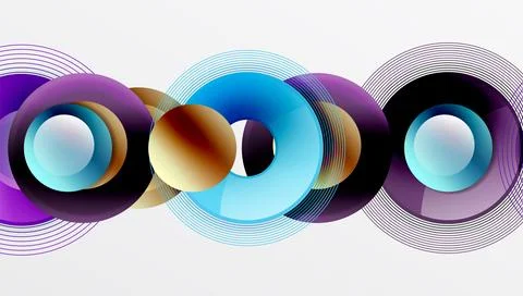Abstract composition of overlapping circles with smooth gradients and イラスト素材