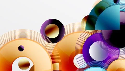 Abstract composition of overlapping circles with smooth gradients and Stock Illustration