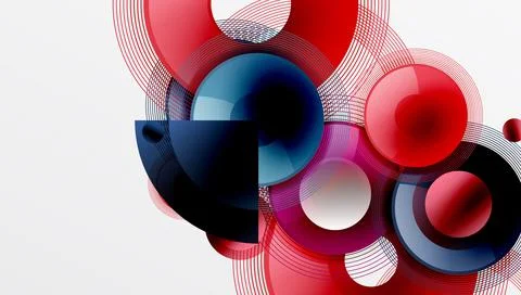 Abstract composition of overlapping circles with smooth gradients and Stock Illustration