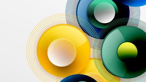 Abstract composition of overlapping circles with smooth gradients and イラスト素材