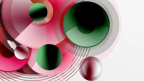 Abstract composition of overlapping circles with smooth gradients and イラスト素材