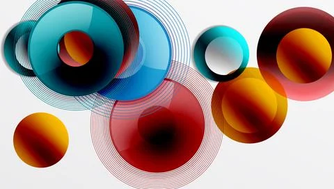 Abstract composition of overlapping circles with smooth gradients and イラスト素材