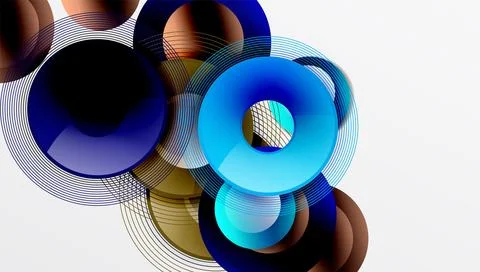Abstract composition of overlapping circles with smooth gradients and イラスト素材