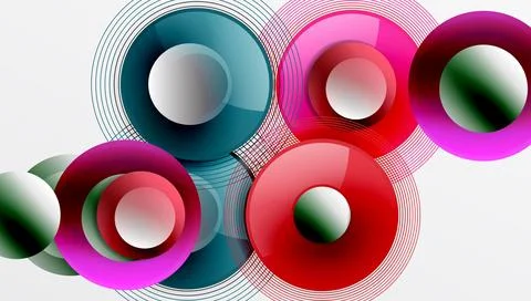 Abstract composition of overlapping circles with smooth gradients and イラスト素材