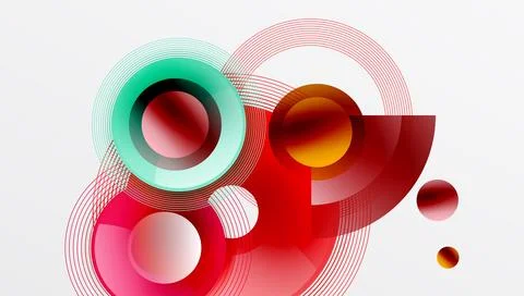 Abstract composition of overlapping circles with smooth gradients and イラスト素材