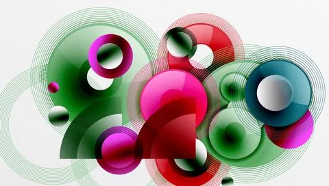 Abstract composition of overlapping circles with smooth gradients and イラスト素材