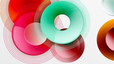Abstract composition of overlapping circles with smooth gradients and イラスト素材