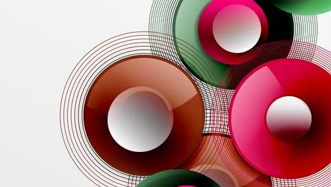 Abstract composition of overlapping circles with smooth gradients and Stock Illustration