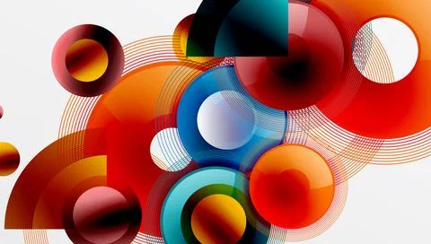 Abstract composition of overlapping circles with smooth gradients and イラスト素材