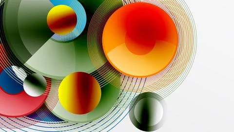 Abstract composition of overlapping circles with smooth gradients and イラスト素材