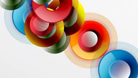 Abstract composition of overlapping circles with smooth gradients and イラスト素材