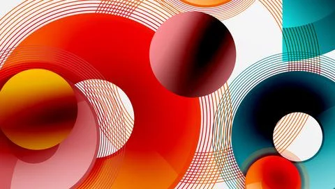 Abstract composition of overlapping circles with smooth gradients and イラスト素材